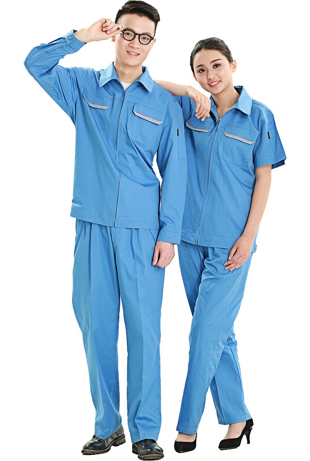 洪瑞 HR-833款純棉細(xì)斜紋長袖、短袖拼色套裝工作服 勞保服 工裝